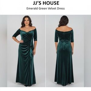 JJs House Green Flutter Sleeve Sweetheart Maxi Gown‎